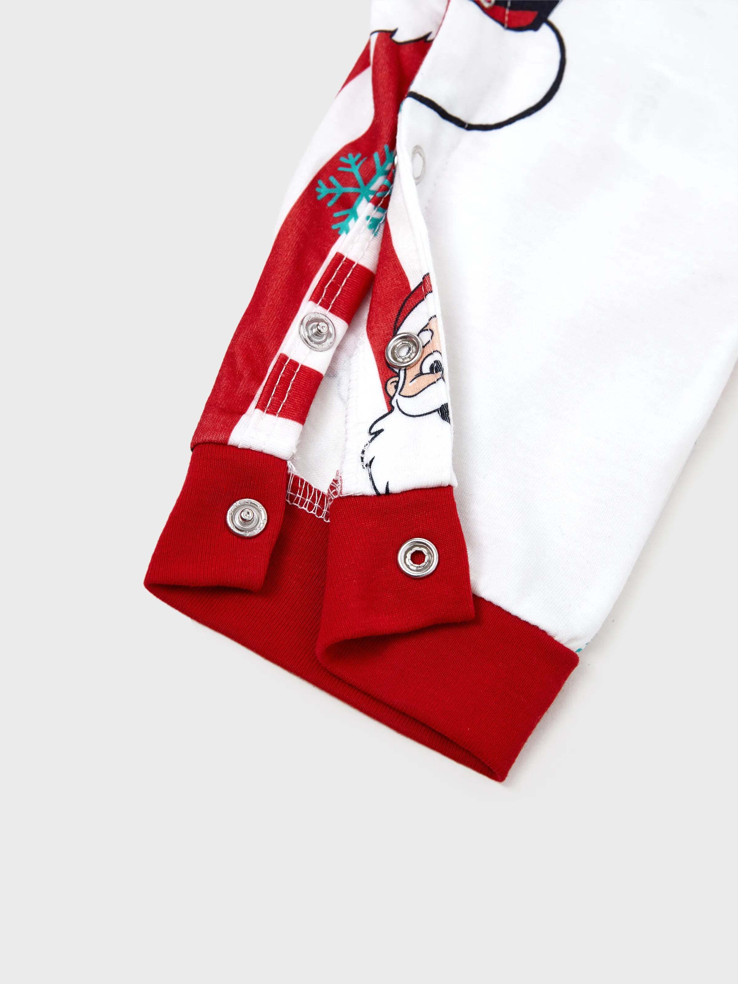 Christmas Matching Family Pajamas Set Santa Claus and Snowflakes Red Stripes PJS Red