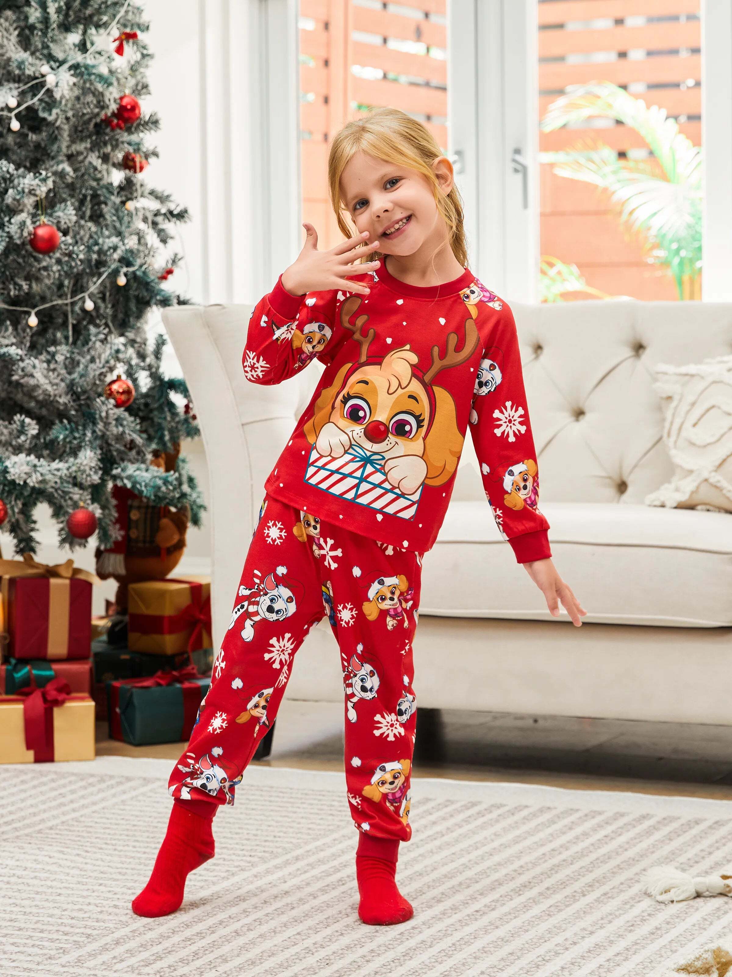 Christmas Family Matching Chase and Marshall Pajamas Sets with Christmas Socks