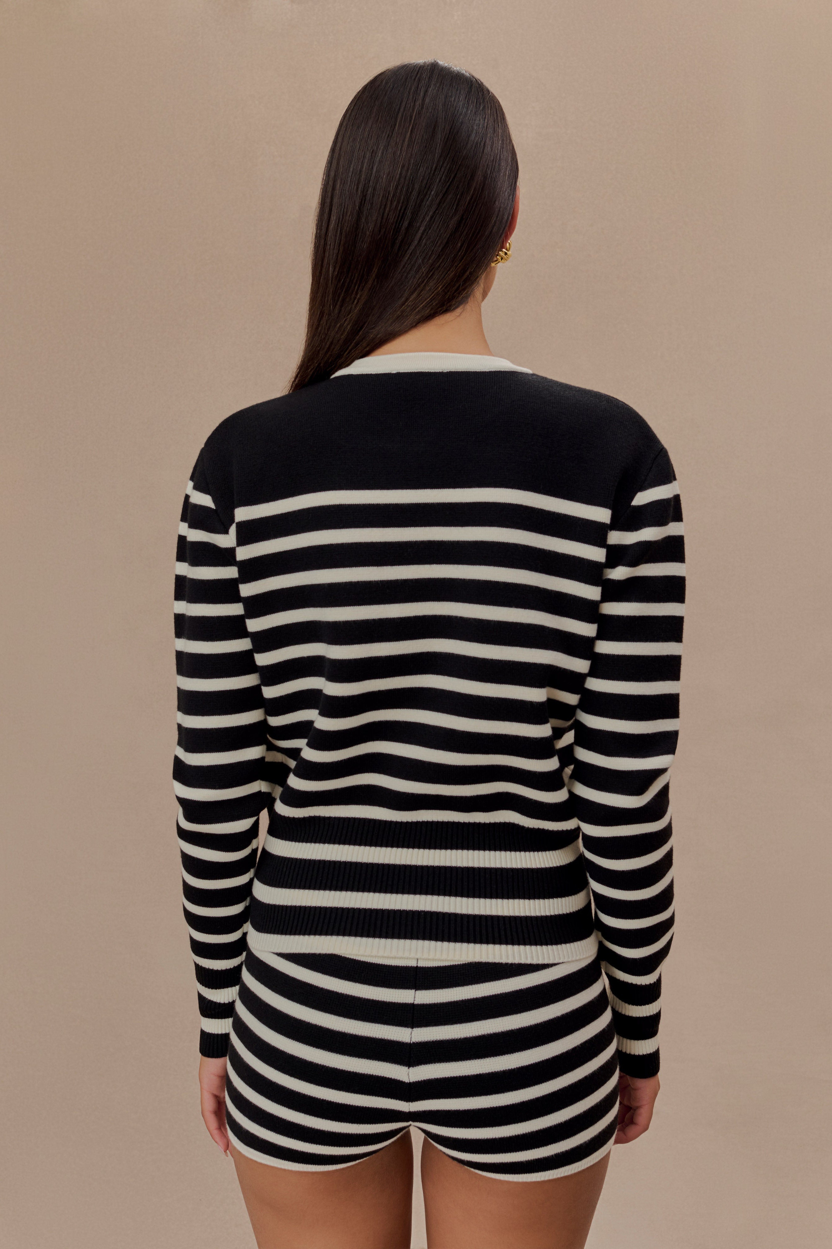 Black/white Stripe Knit Shorts