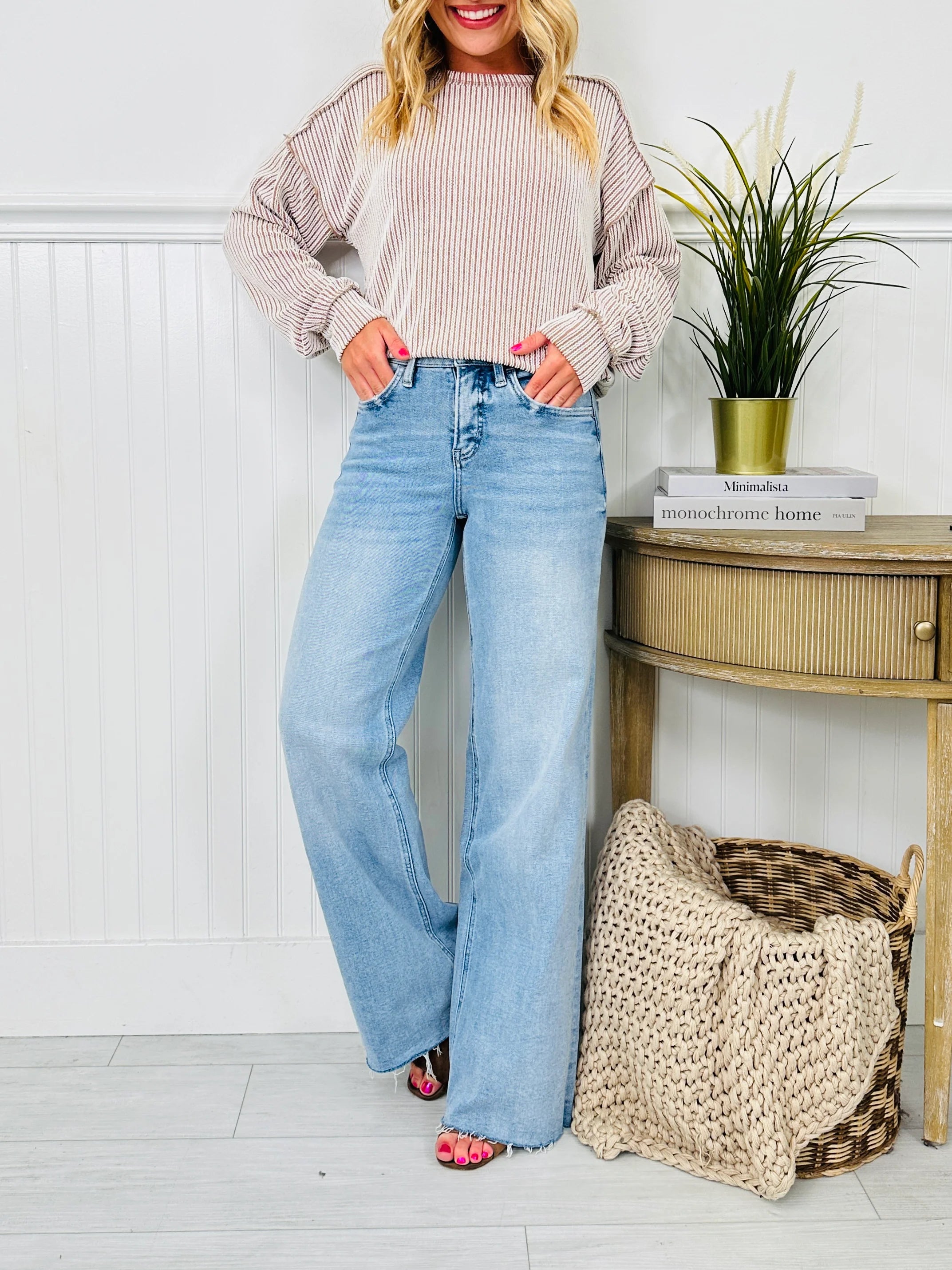 Dream of Me Tummy Control Slim Wide Leg Jeans