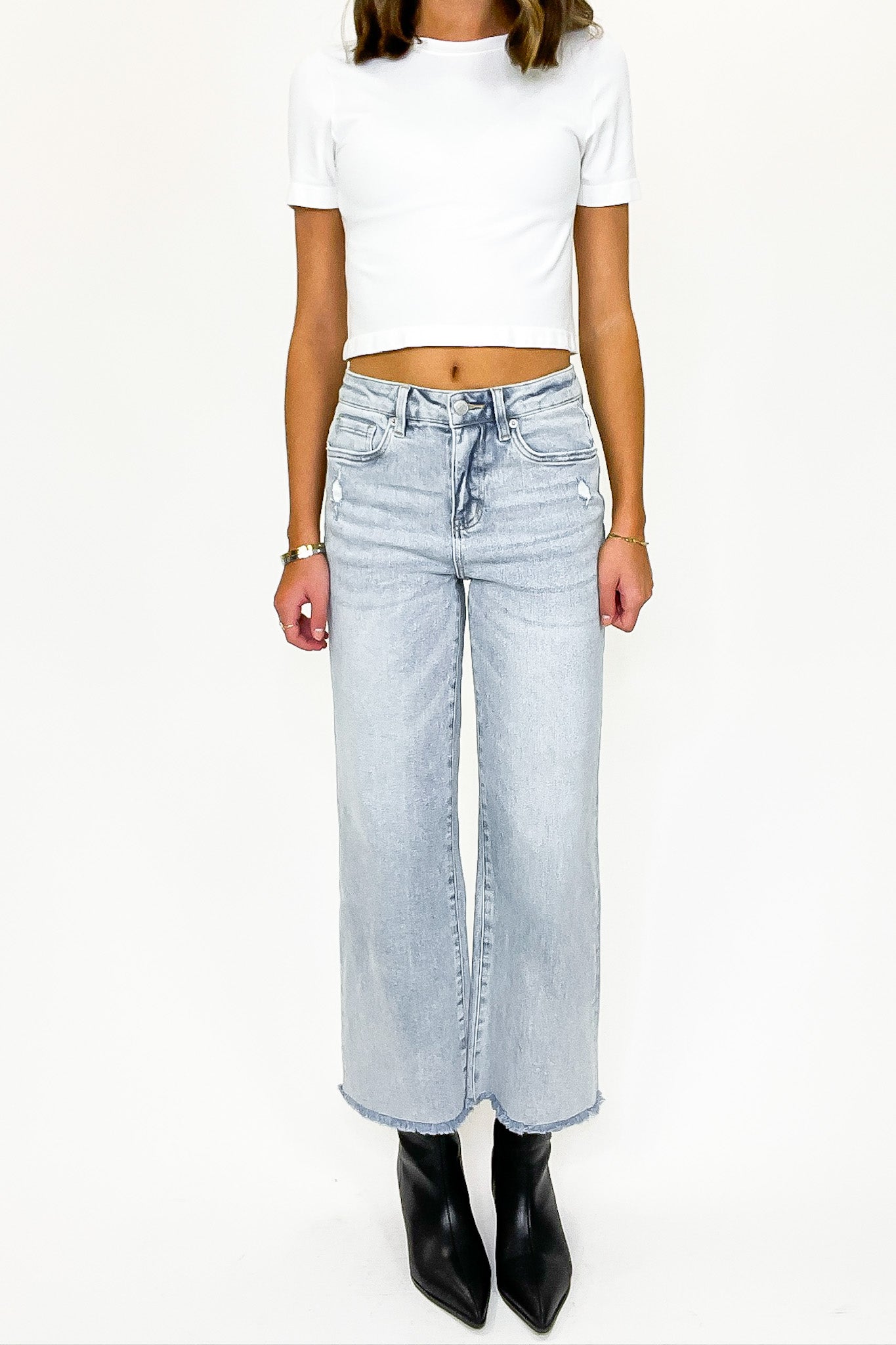 Summit High Rise Ankle Wide Leg Jeans