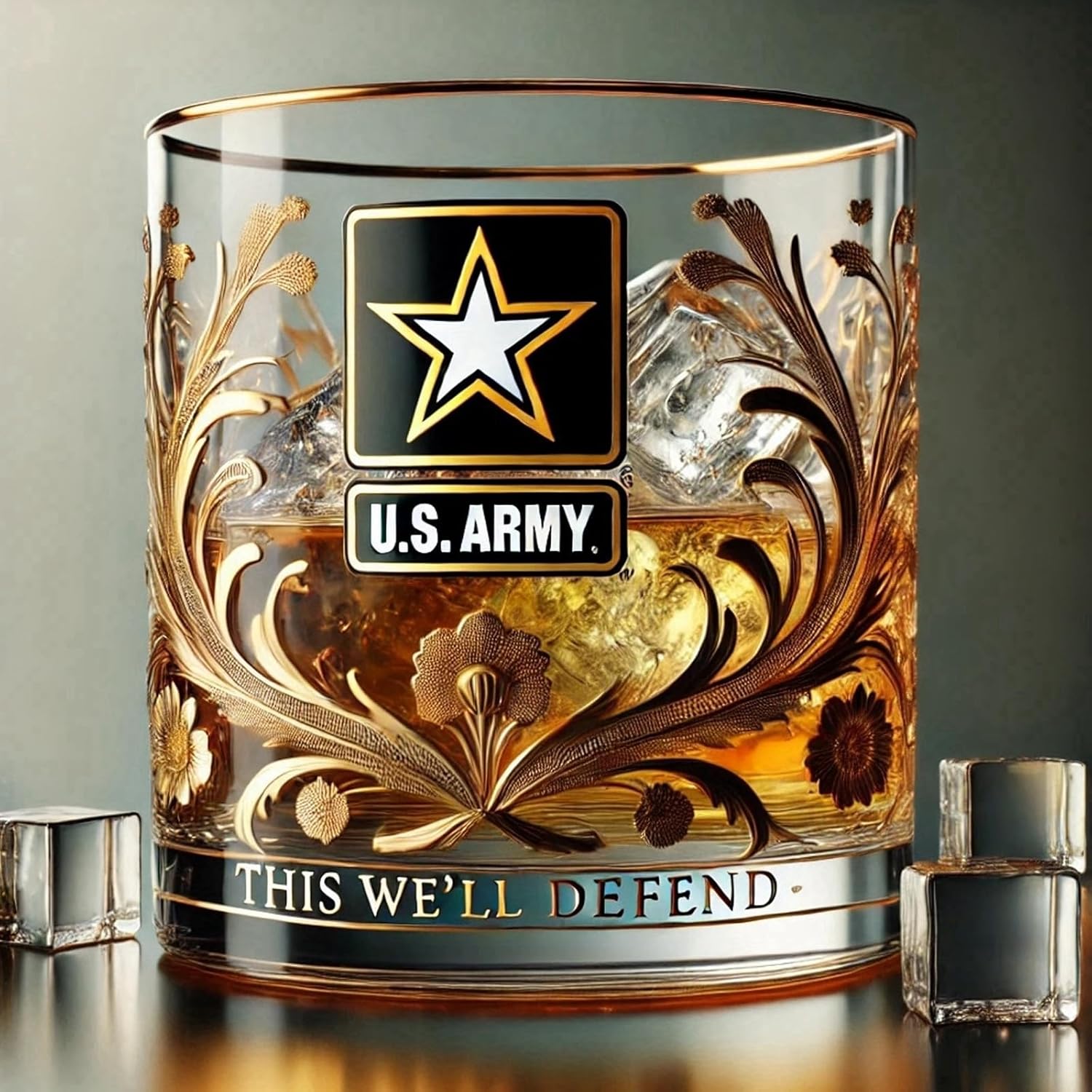 Patriotic Veteran Tribute Glass  Timeless Honor for American Heroes