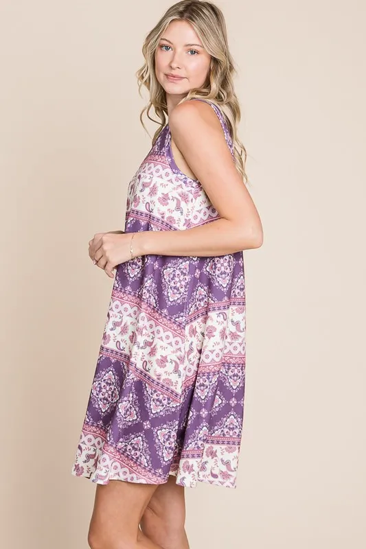 Bohemian Print Sleeveless Dress