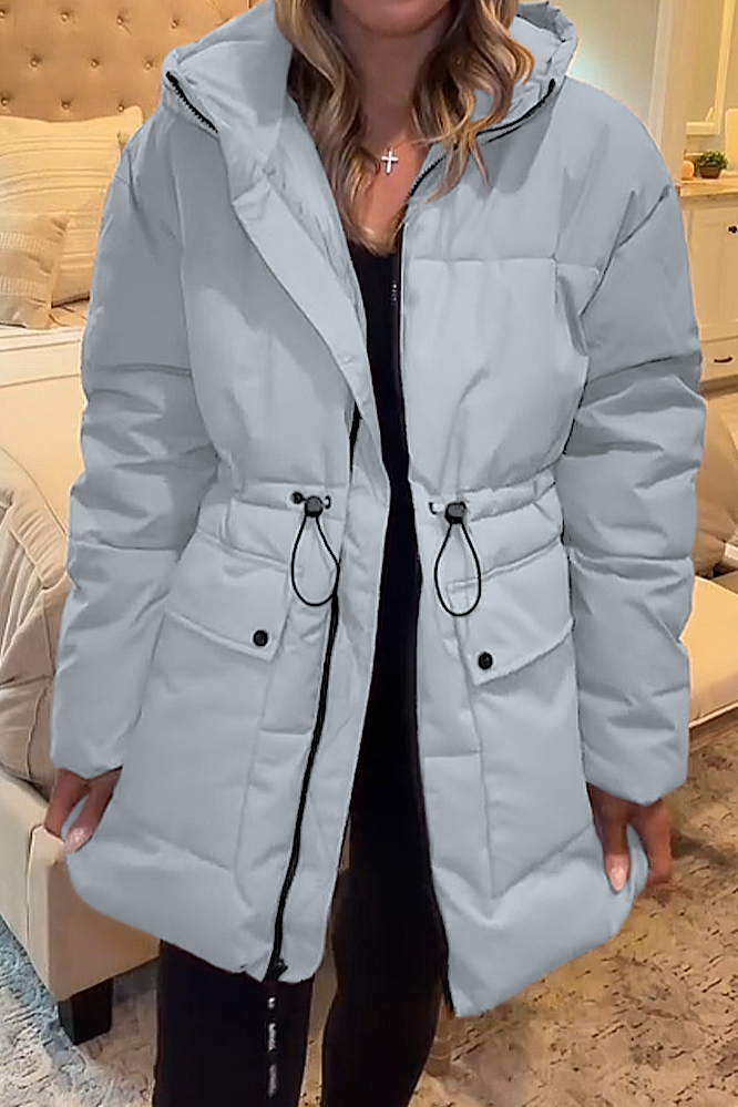 Women's solid color zipper warm down jacket