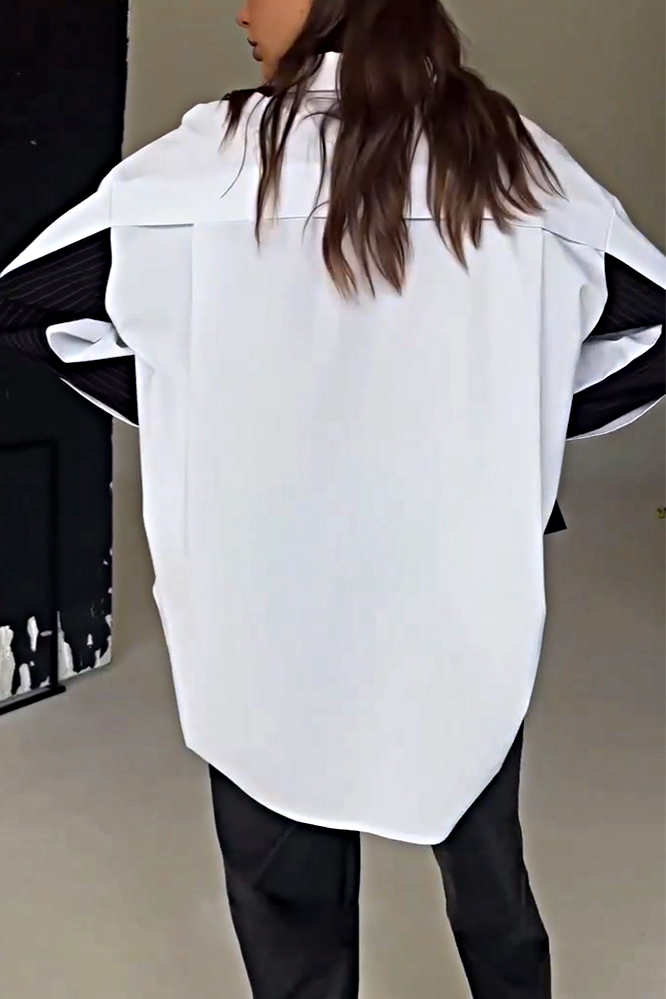 Women's Contrast Color Tie Design Shirt