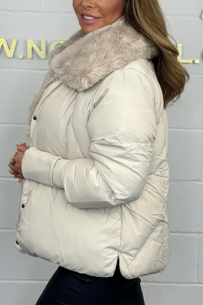 Faux Fur Collar Puffer Coat