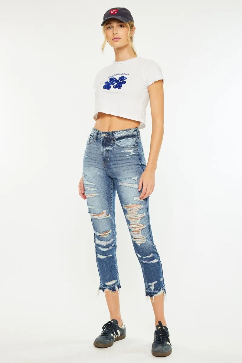 Distressed High Rise Skinny Jeans