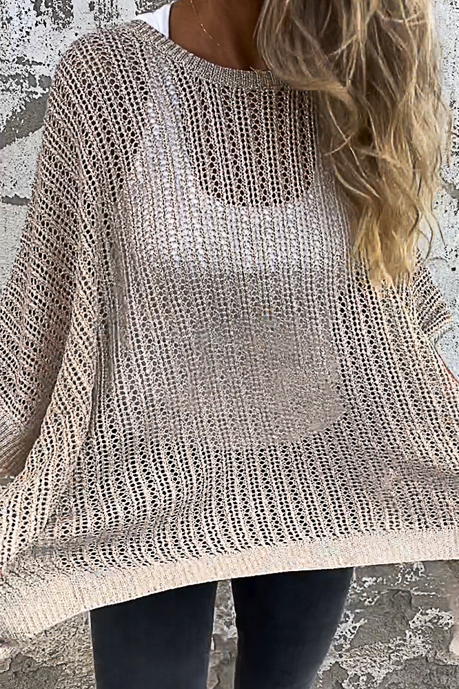 Women's Bronzing Hollow Pullover Sweater