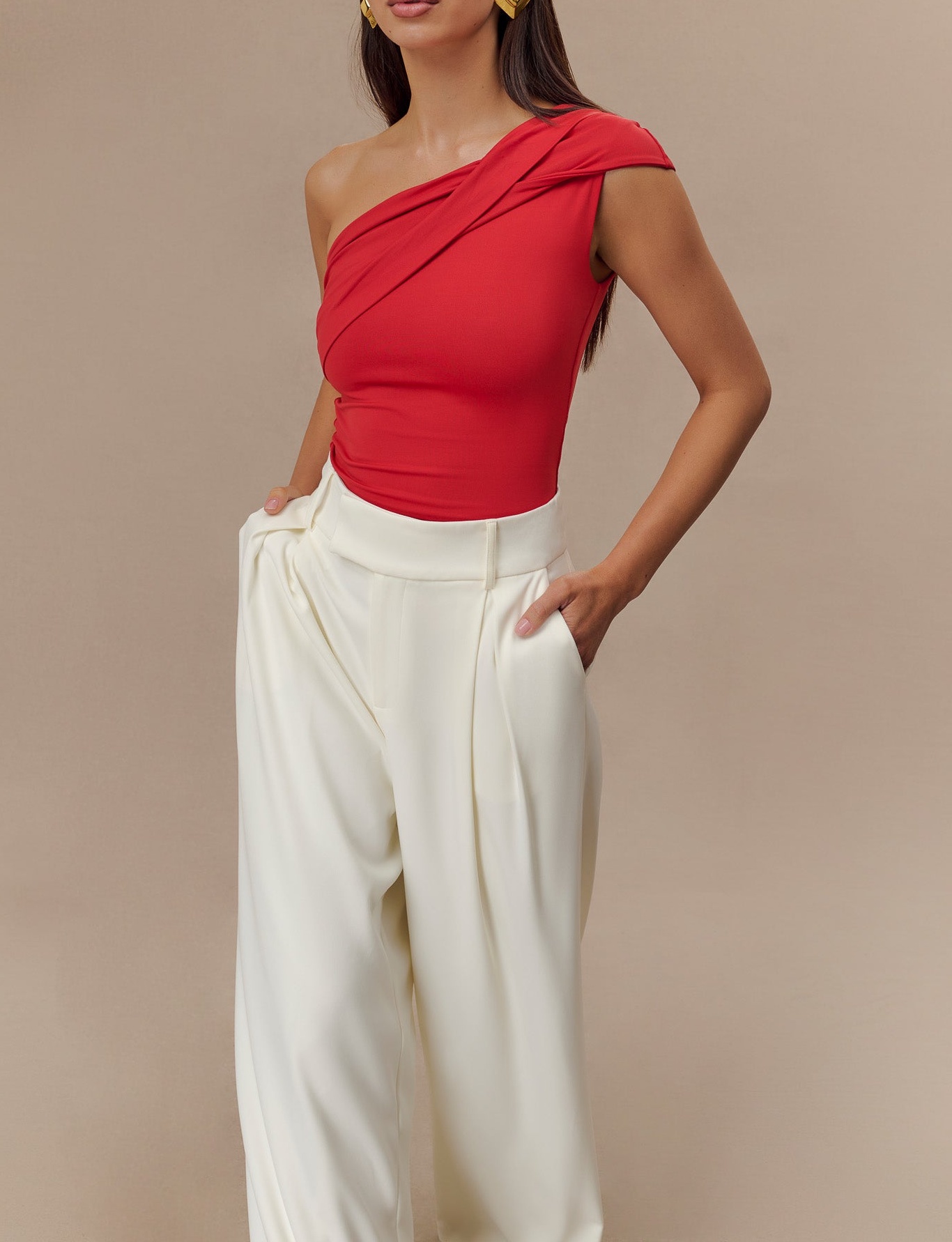 Ruby One Shoulder Recycled Nylon Twist Top