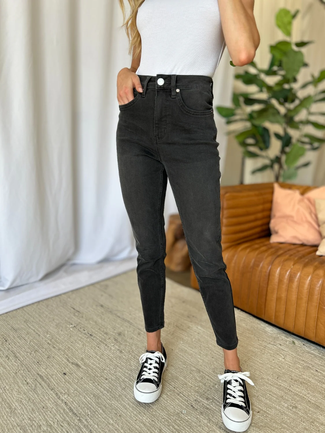 Full Size High Rise Tummy Control Skinny Jeans