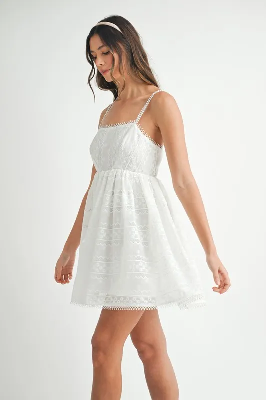 Eyelet Lace Babydoll Mini Cami Dress