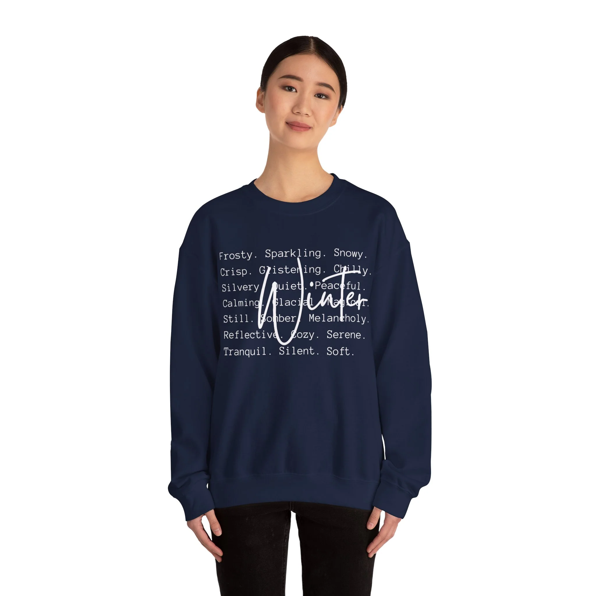 Winter White Script on Gildan Unisex Heavy Blend? Crewneck Sweatshirt