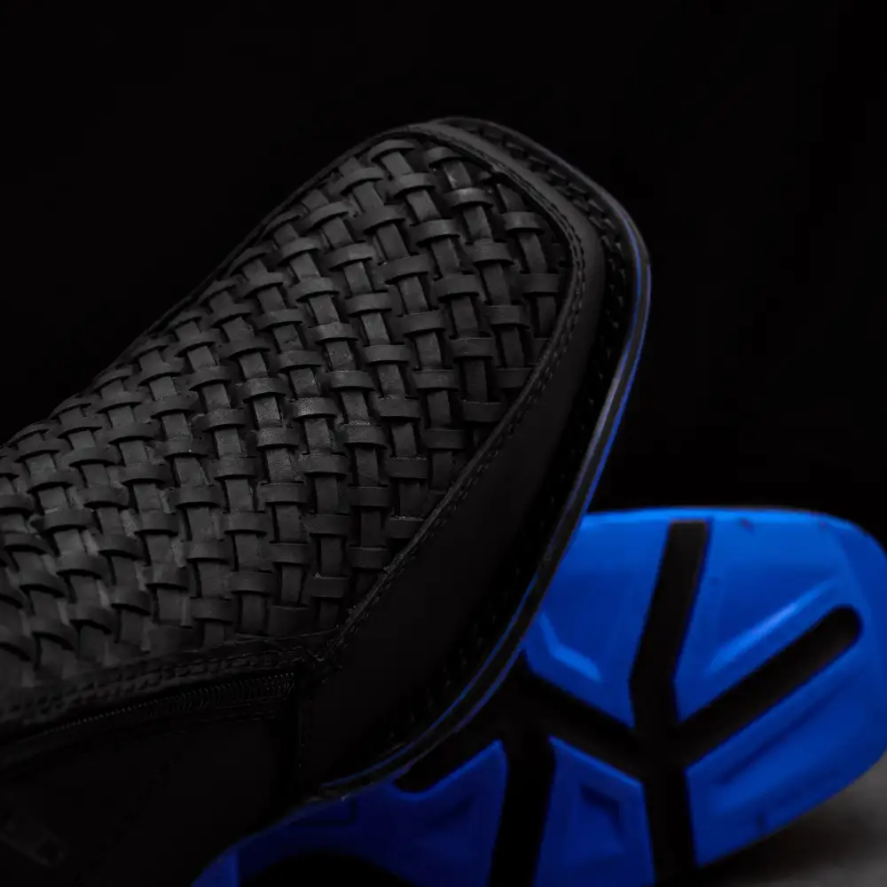 Black Basketweave Leather Botin With 3D Lightweight Soles - Square Toe