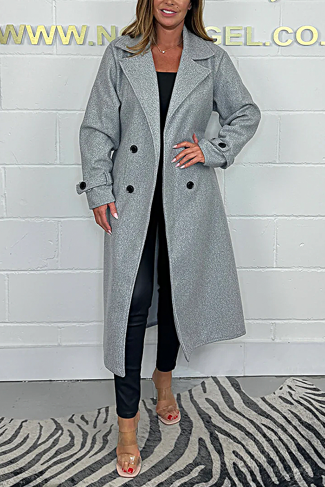 Oversize Wool Look Belted Longline Coat