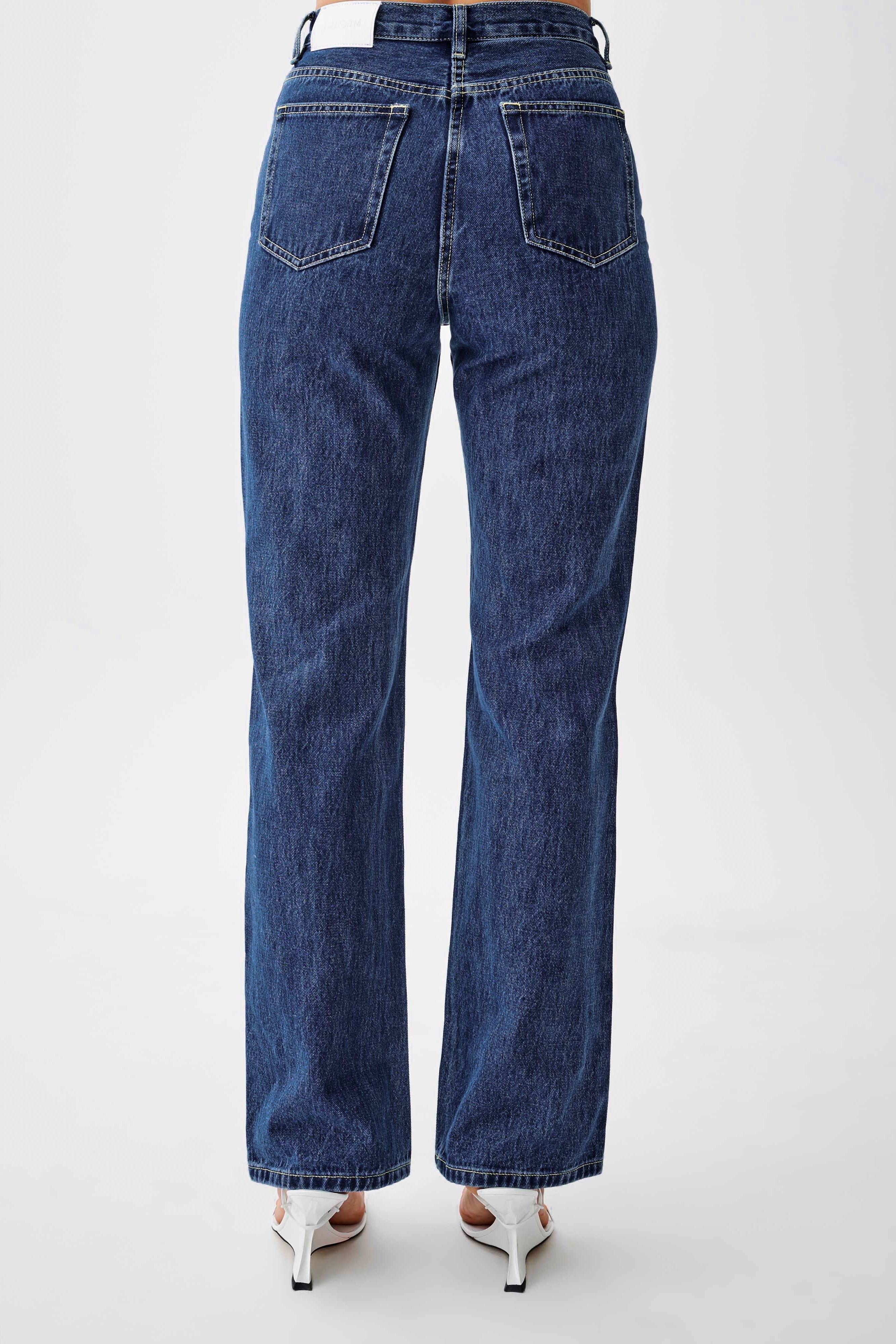 Blue High Waisted Straight Leg Jeans