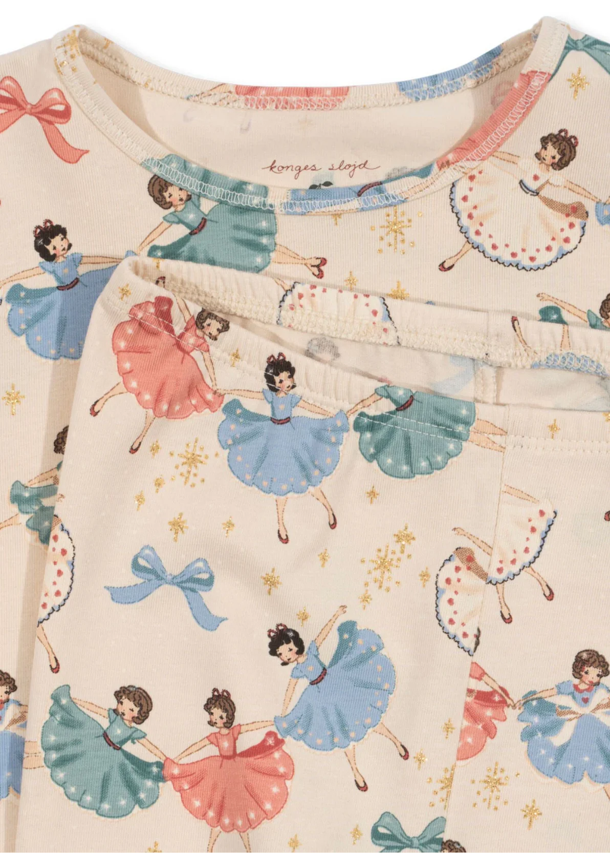 basic blouse/pants set gots - beige bow ballerina