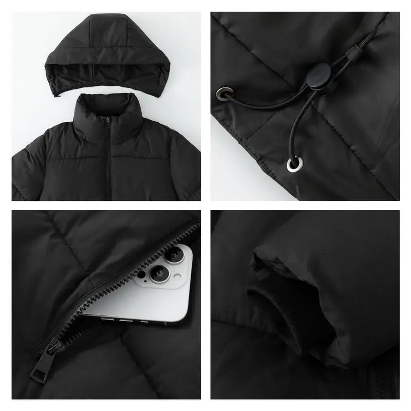 Women's Quilted Puffer Jacket with Removable Hood