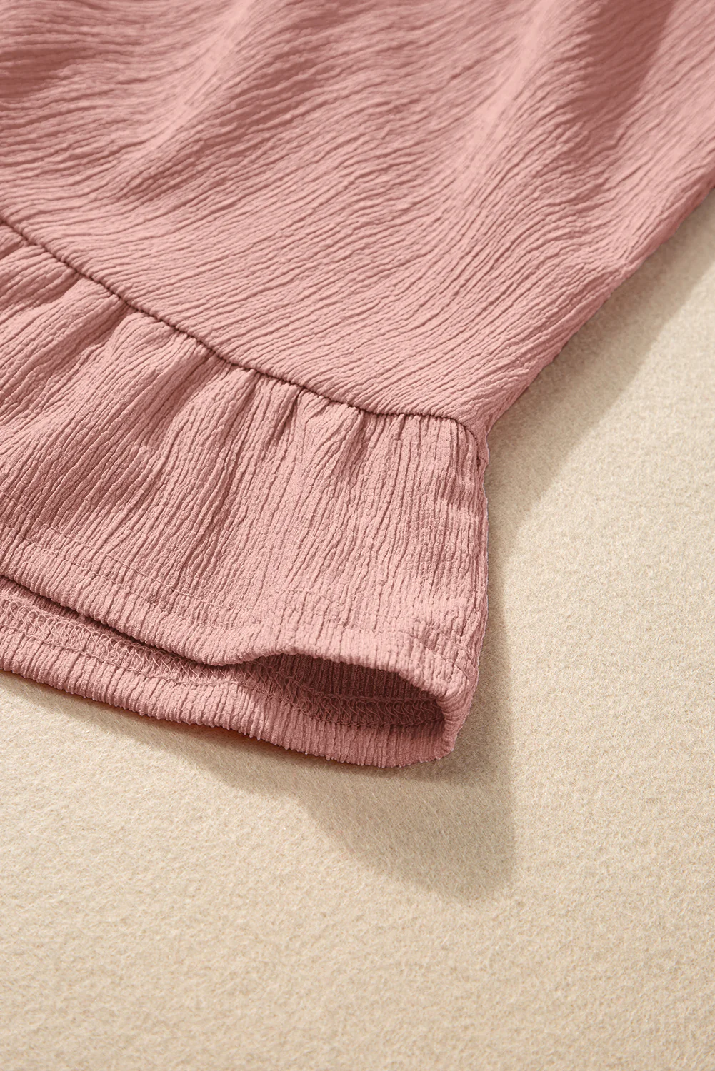 Solid Short Sleeve Ruffle Hem Top