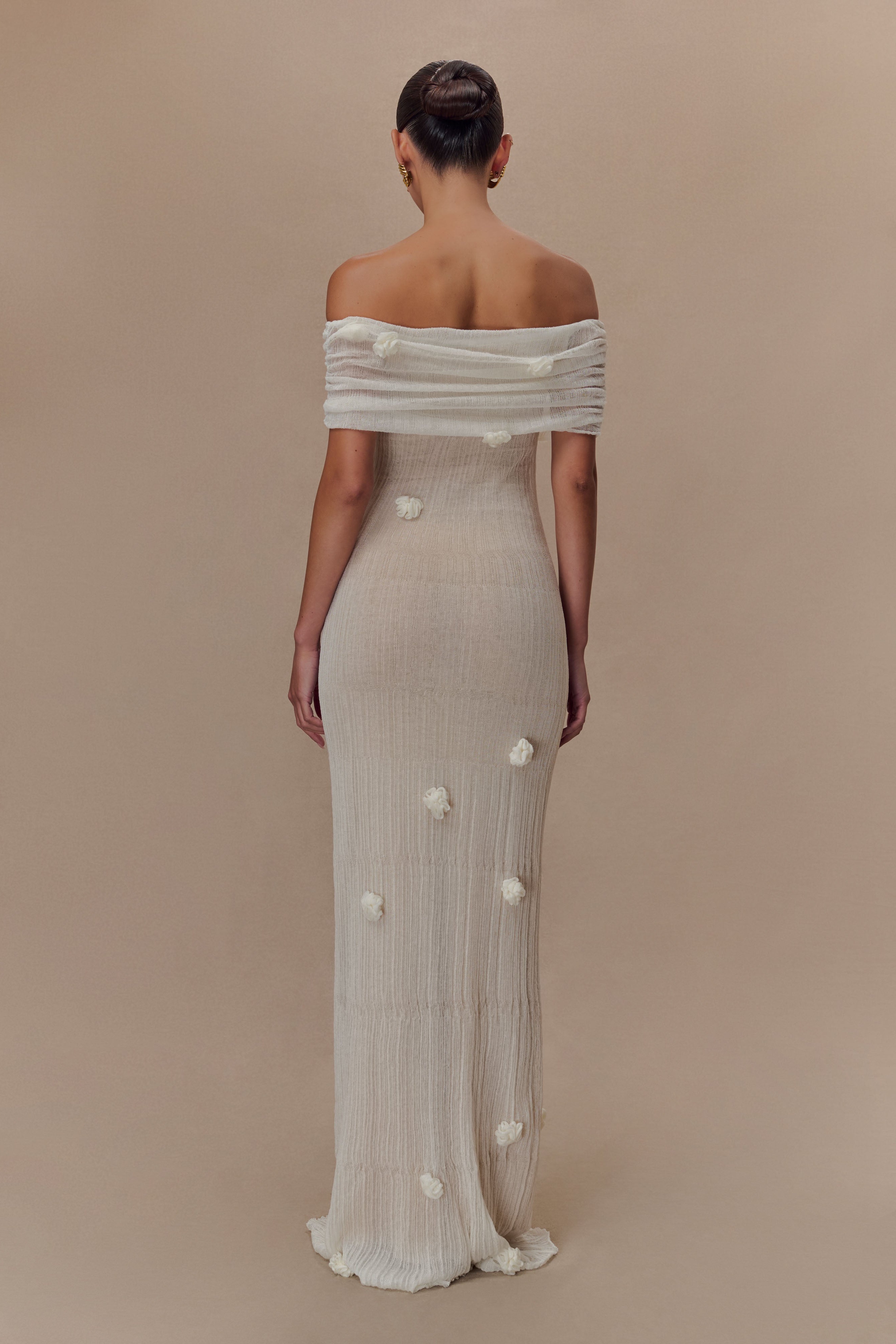 Ivory Orchid Knit Maxi Dress