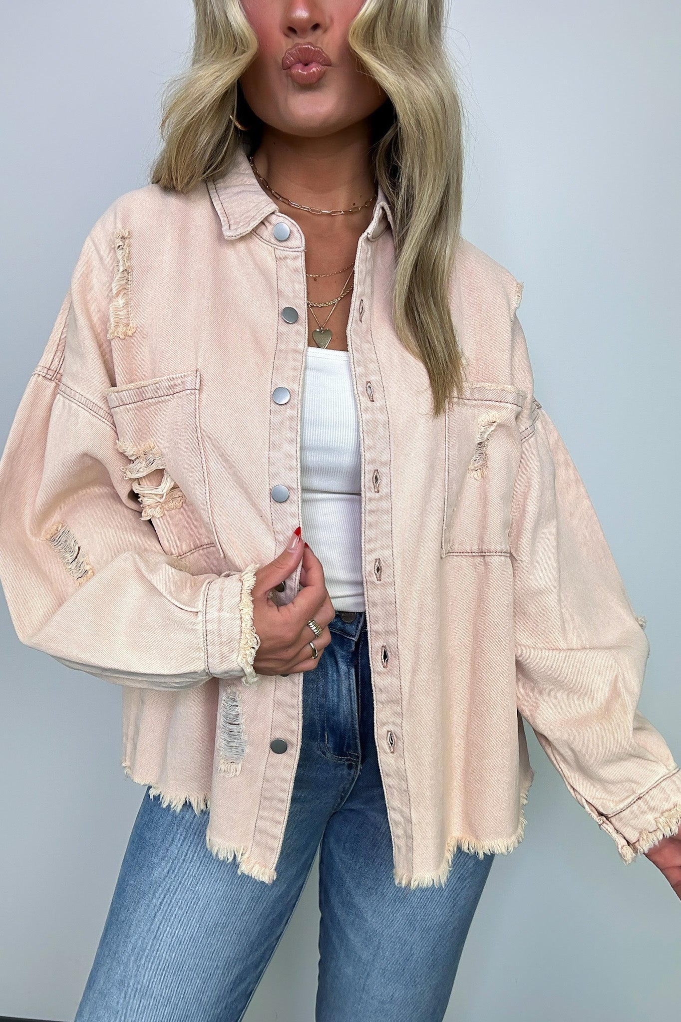 Oversized Distressed Denim Jacket