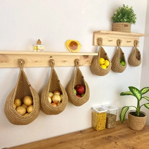 Hanging Wall Vegetable Fruit Baskets For Kitchen, Potato Garlic Onion Hanging