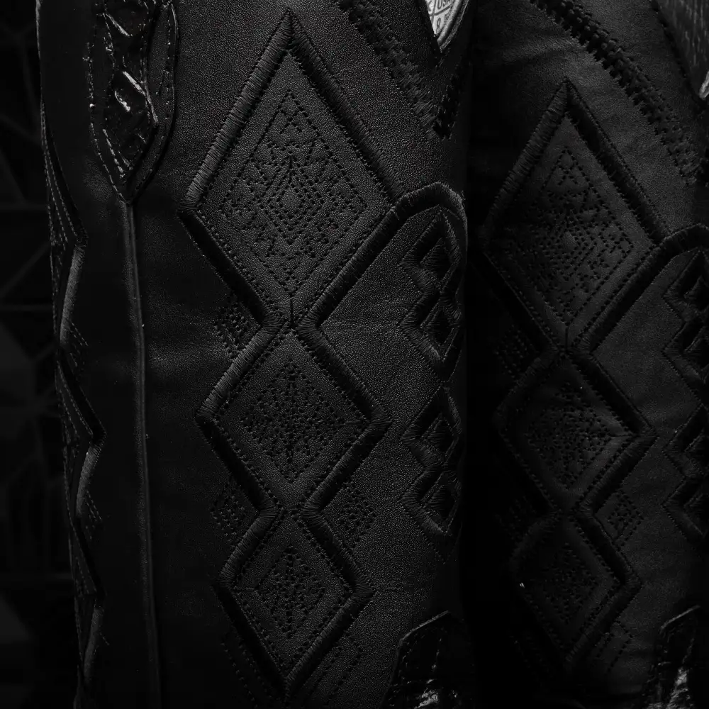 Black Caiman Hornback Leather Boots - Square Toe