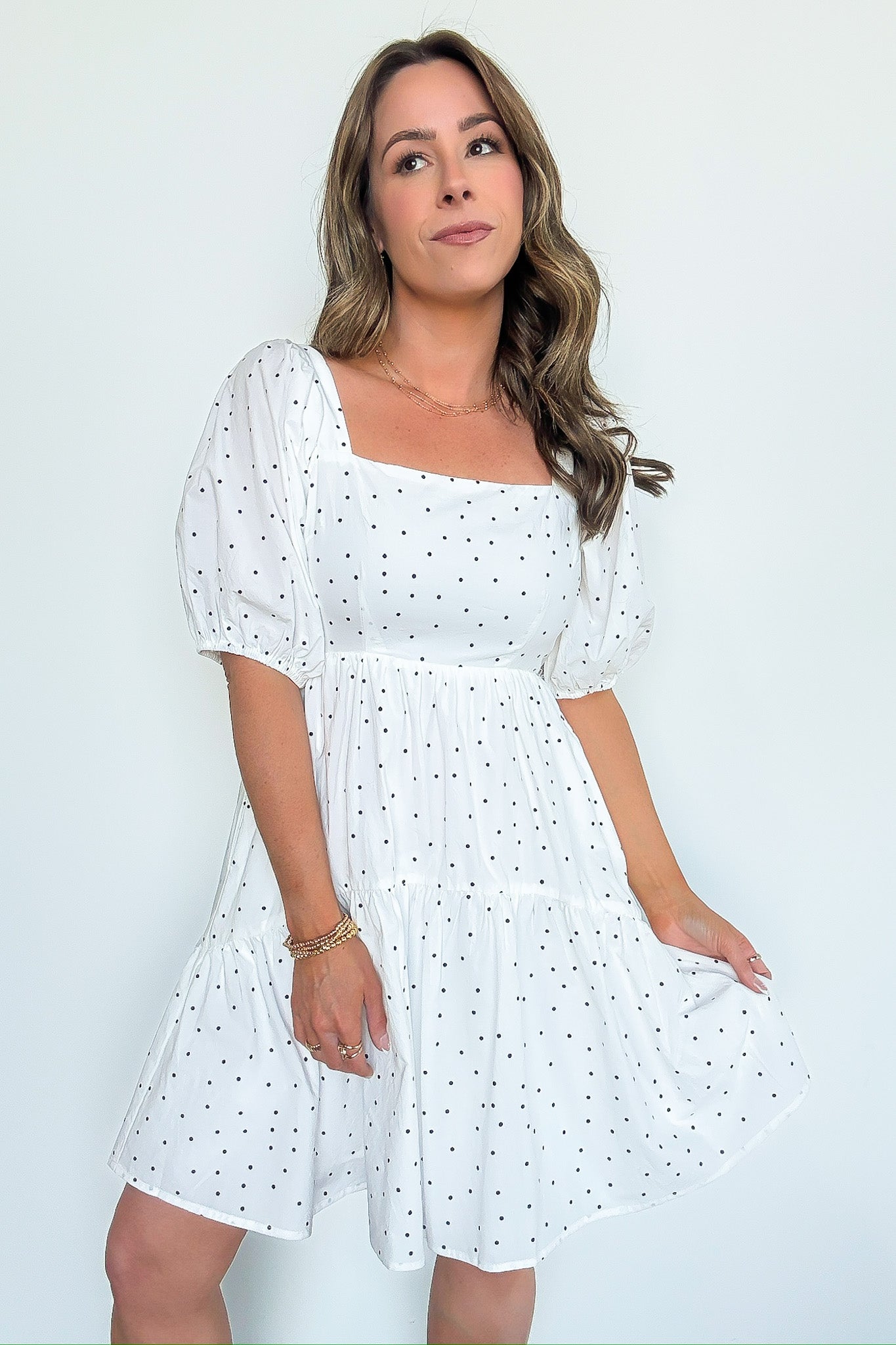 Square Neck Dot Dress