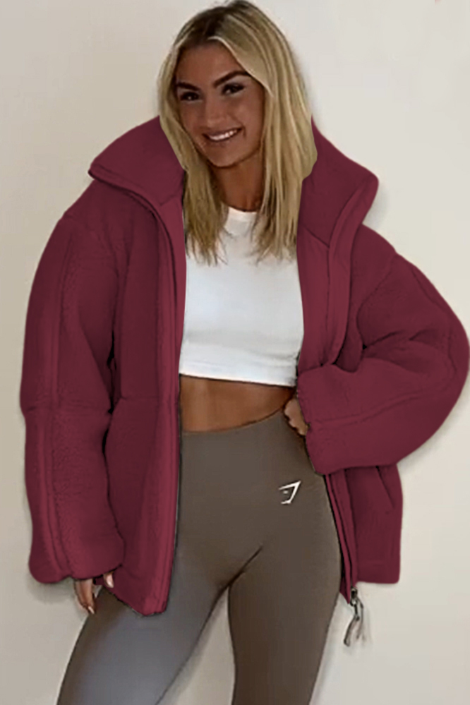 Women's solid color warm fleece jacket