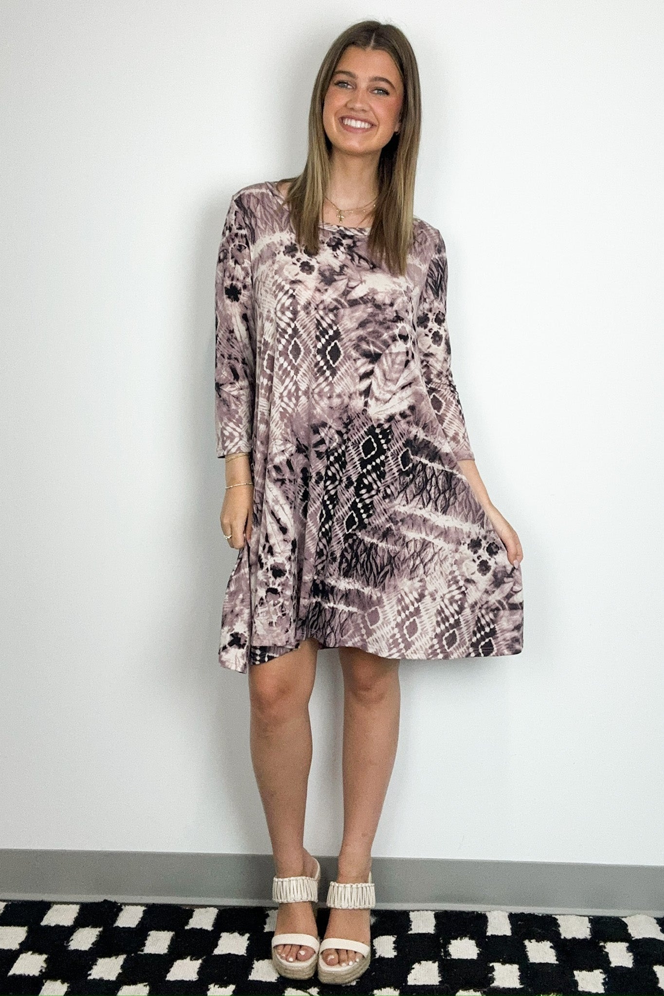 Definite Drama Abstract Print Shift Dress