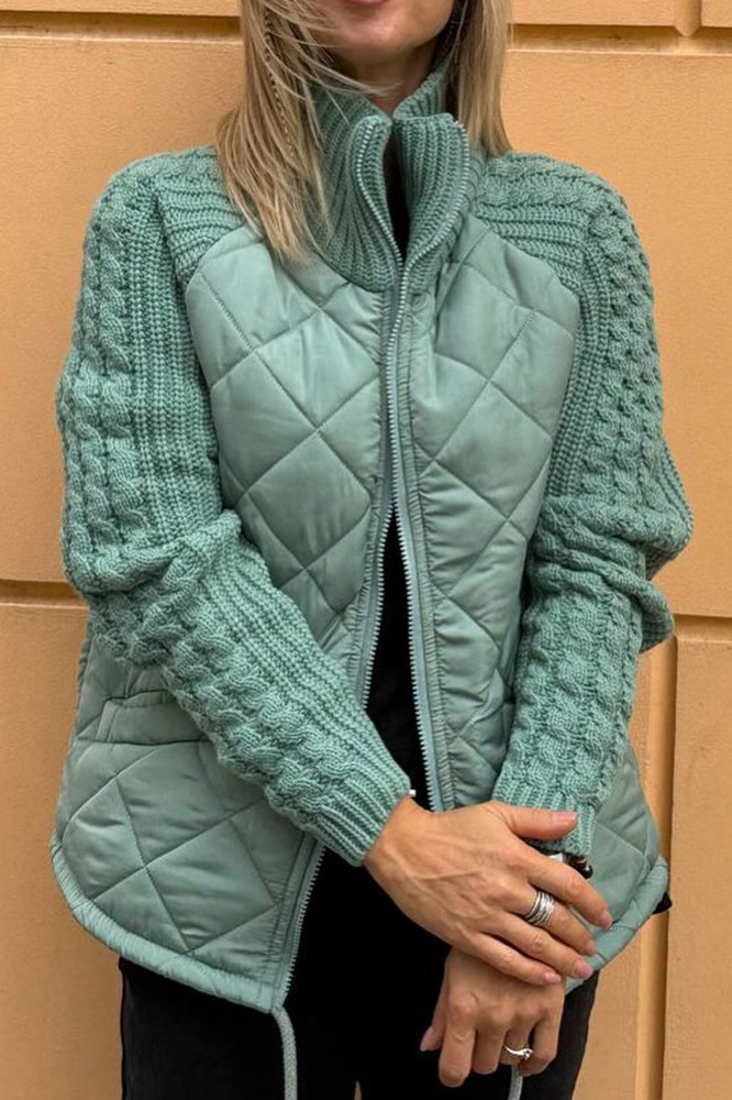 Women's Stylish Knitted Splicing Casual Jacket