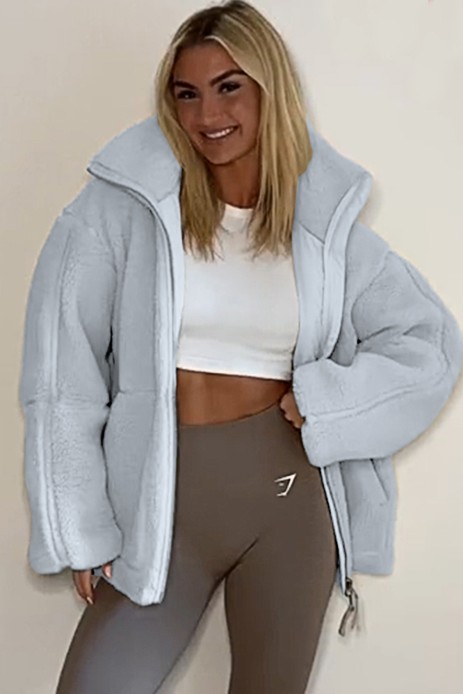 Women's solid color warm fleece jacket