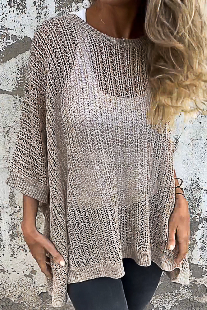 Women's Bronzing Hollow Pullover Sweater
