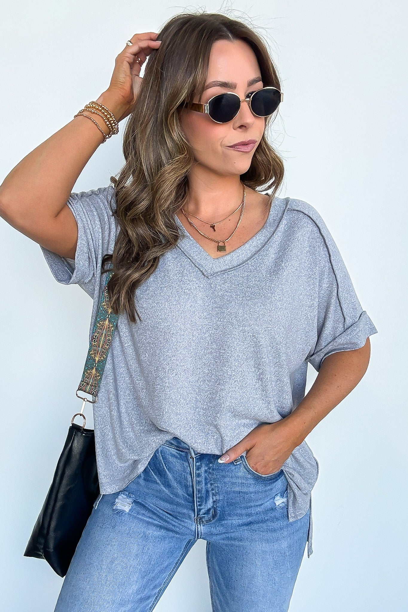 Sunday Morning V-Neck Hacci Knit Tee