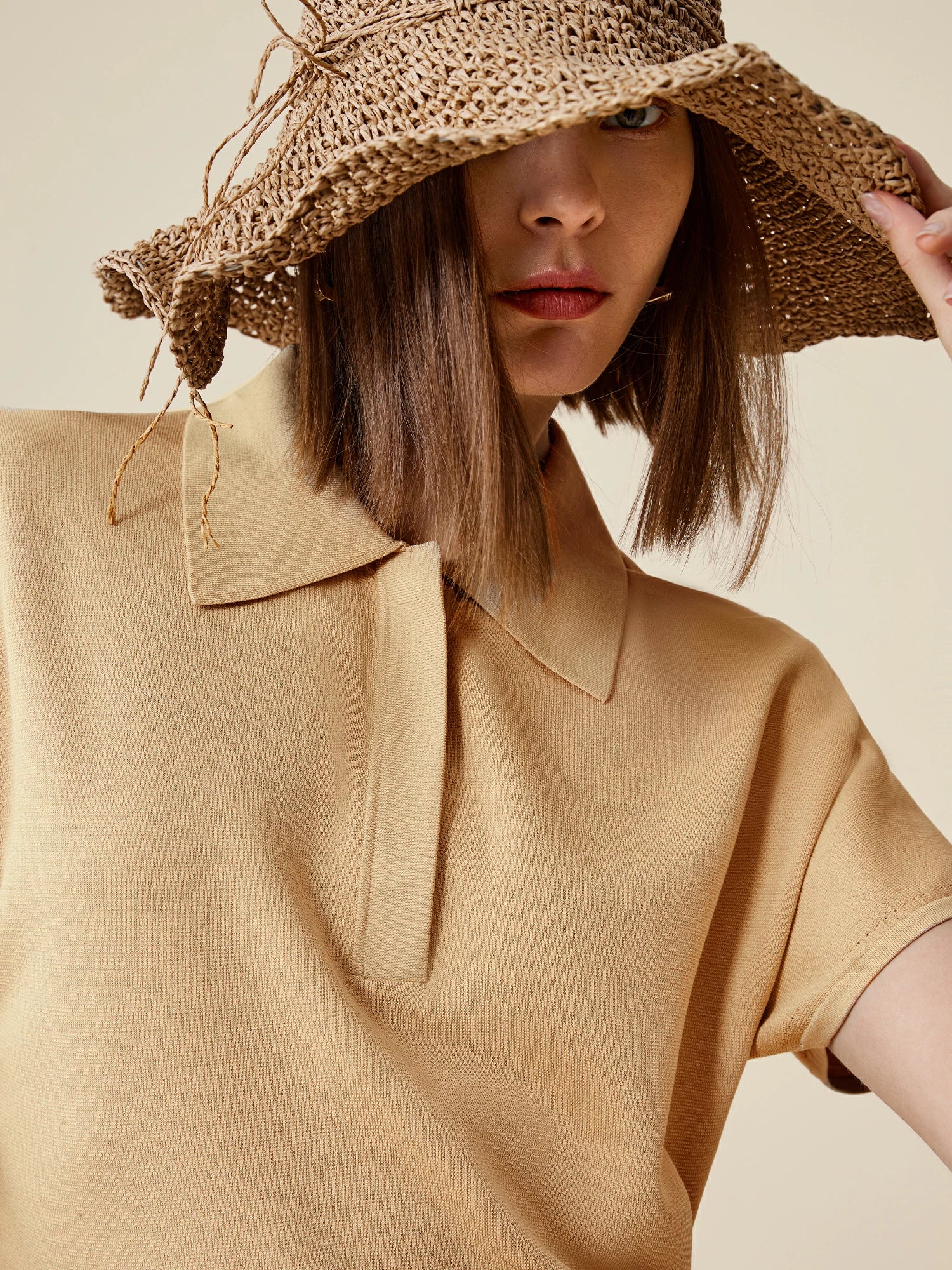 Polo Neck Short Sleeve Knit Shirt