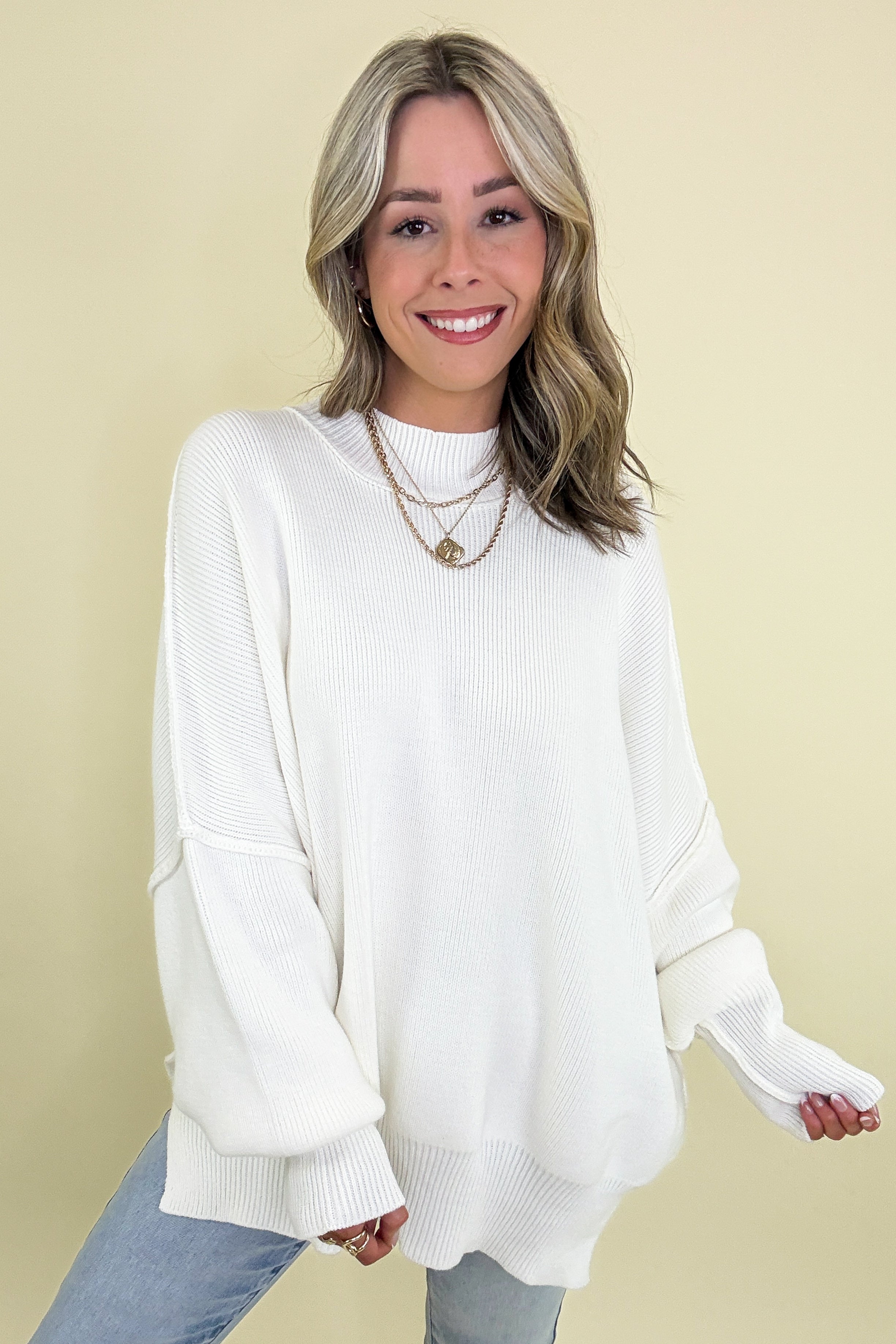 Simple Street Side Slit Oversized Sweater - BACK IN STOCK