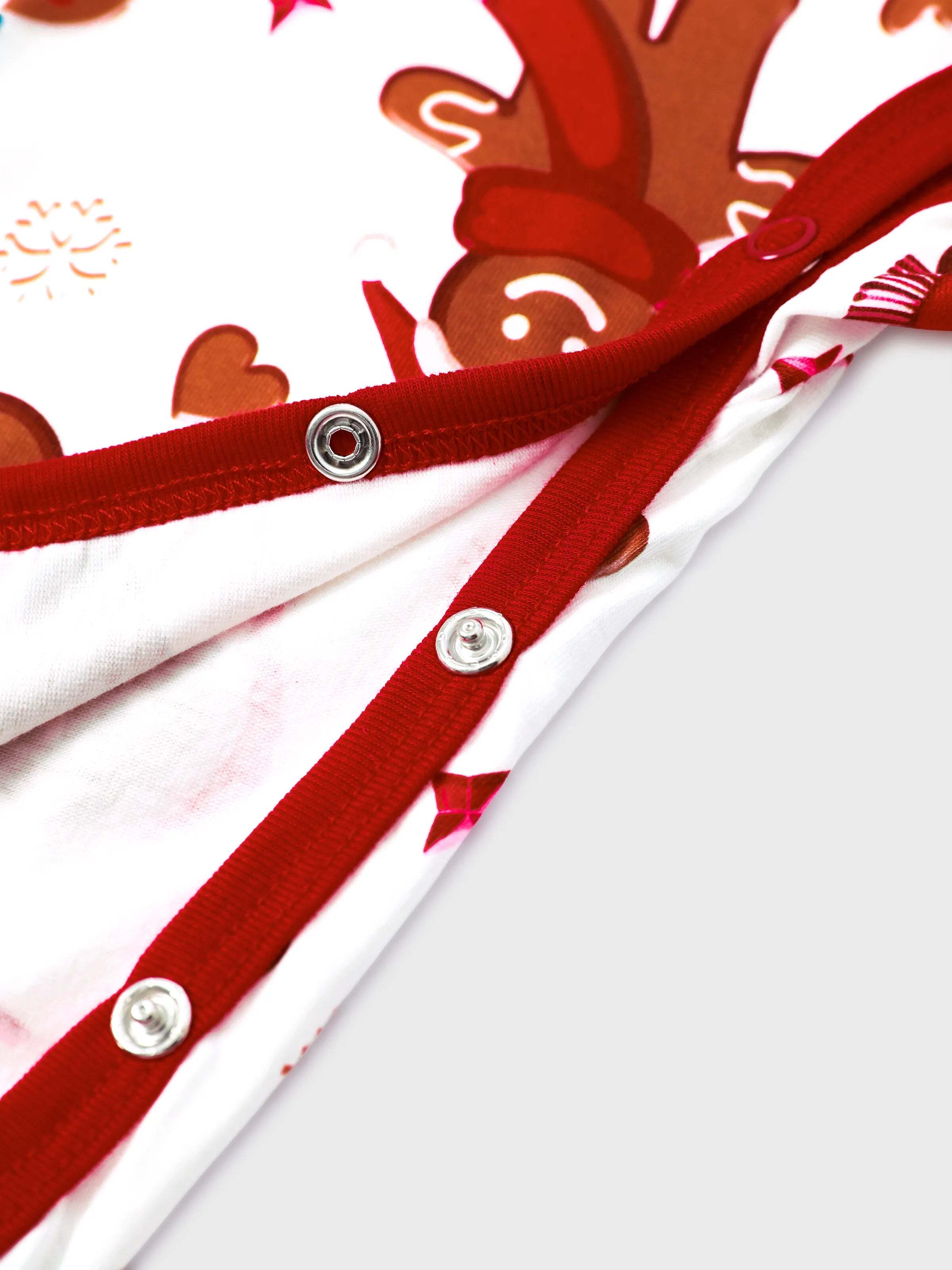 Christmas Family Matching Cartoon Gingerbread Man Allover Print Pajamas Sets with Christmas Socks White