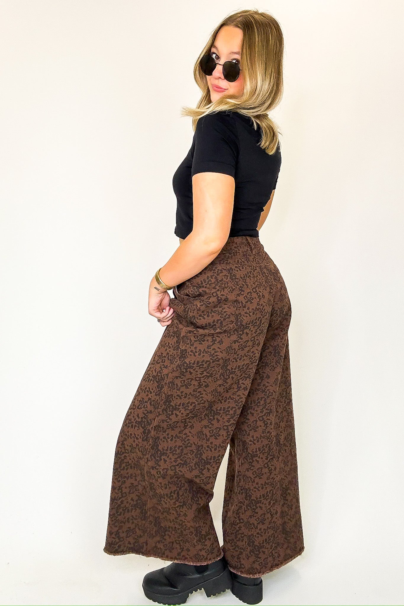The Luxe Prowl Animal Print Pleated Pants