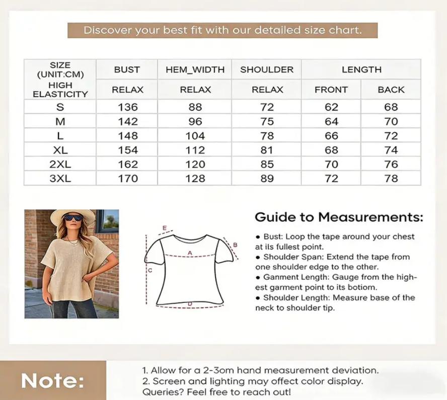 Women’s Oversized Ribbed Knit Top – Crew Neck Short Sleeve Pullover with Side Slit