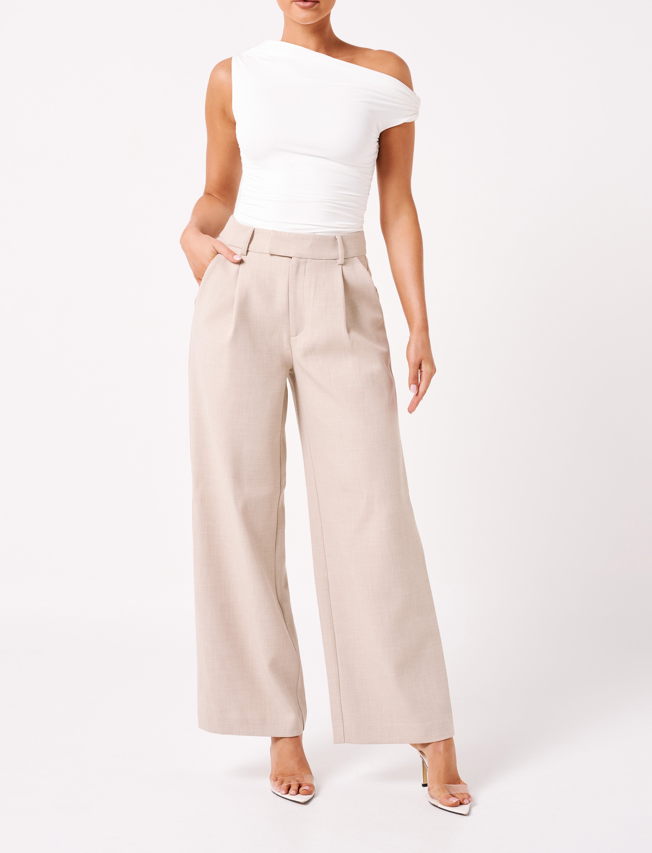 White Recycled Nylon Ruched Top