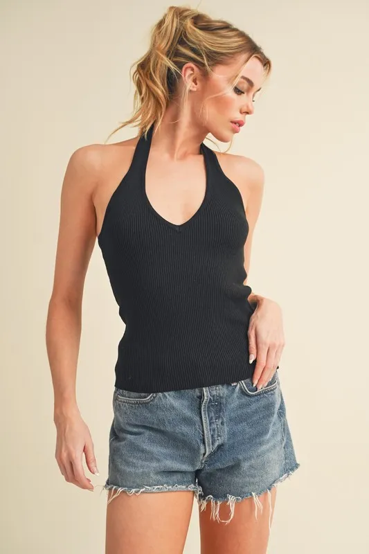 Ribbed Halter Neck Cami