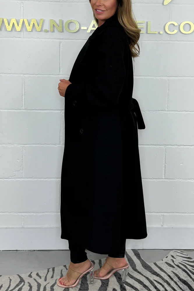 Oversize Wool Look Belted Longline Coat