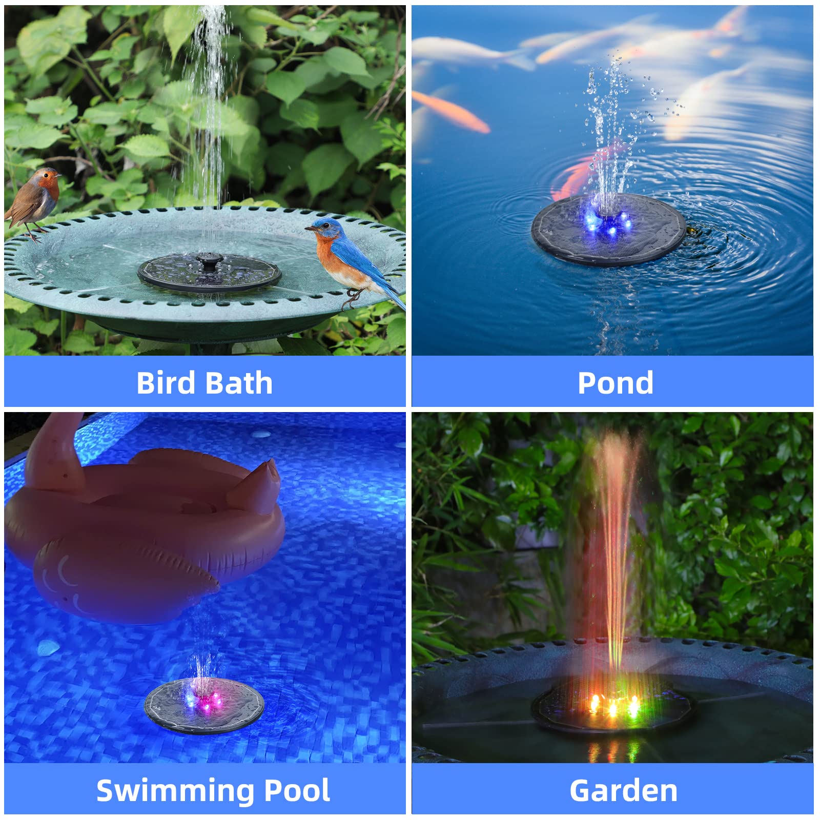 Solar Powered Bird Bath Fountain