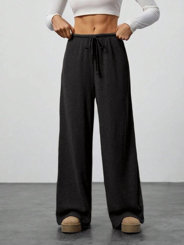 Women's  Elastic Waist H-Line Wide Leg Pants Daily Going Out Pants Khaki Casual Split Joint Plain Spring/Fall Pants