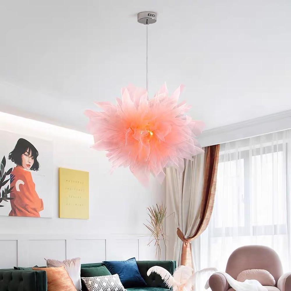 20'' Cotton Candy Mid Century Modern Pendant Light Metal Fabric Pendant Light