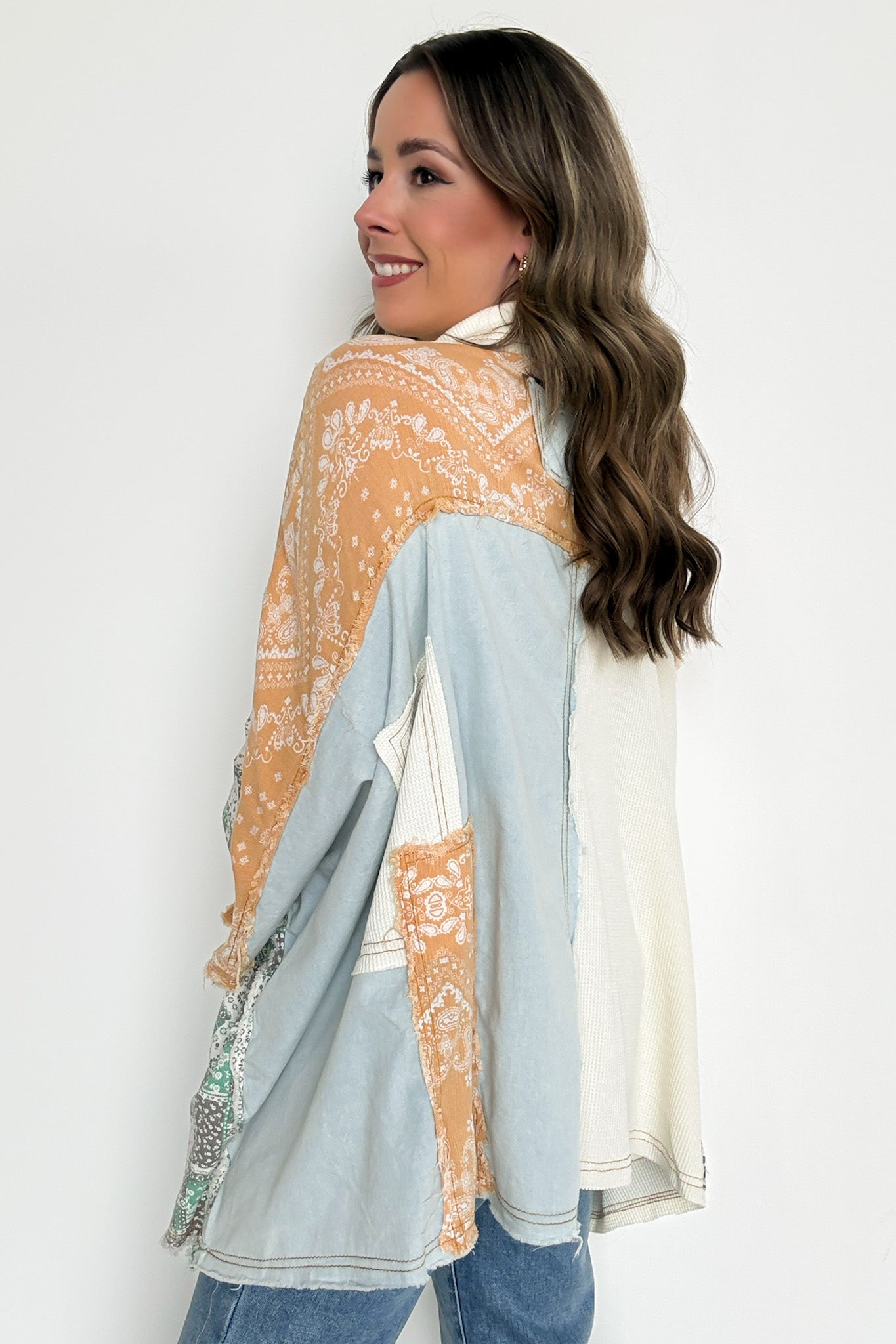 Patchwork Contrast Denim Shirt