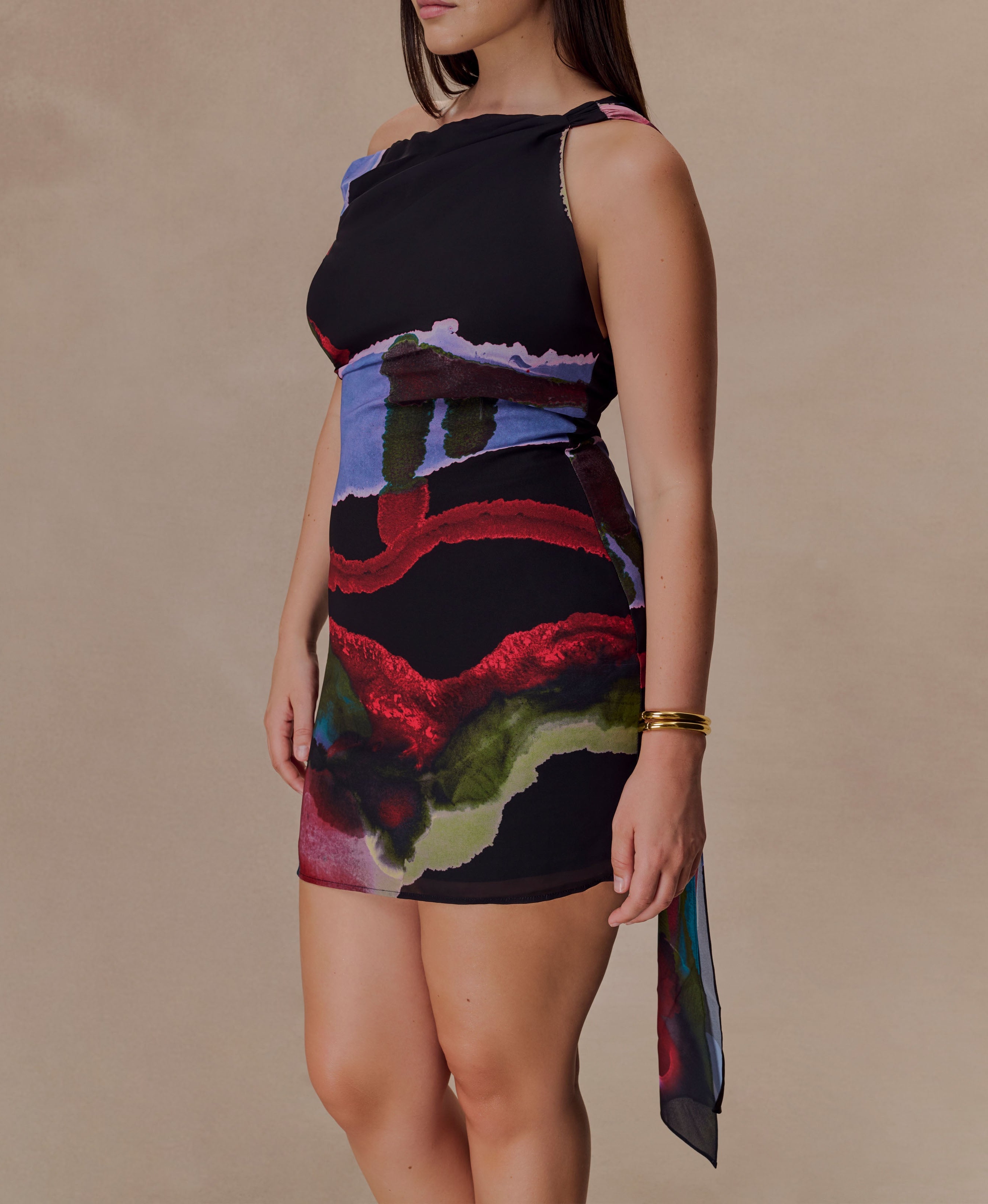 Print Chiffon Mini Dress