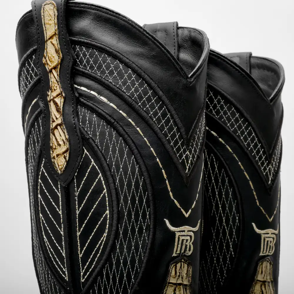 Desert Caiman Neck Leather Boots - Square Toe