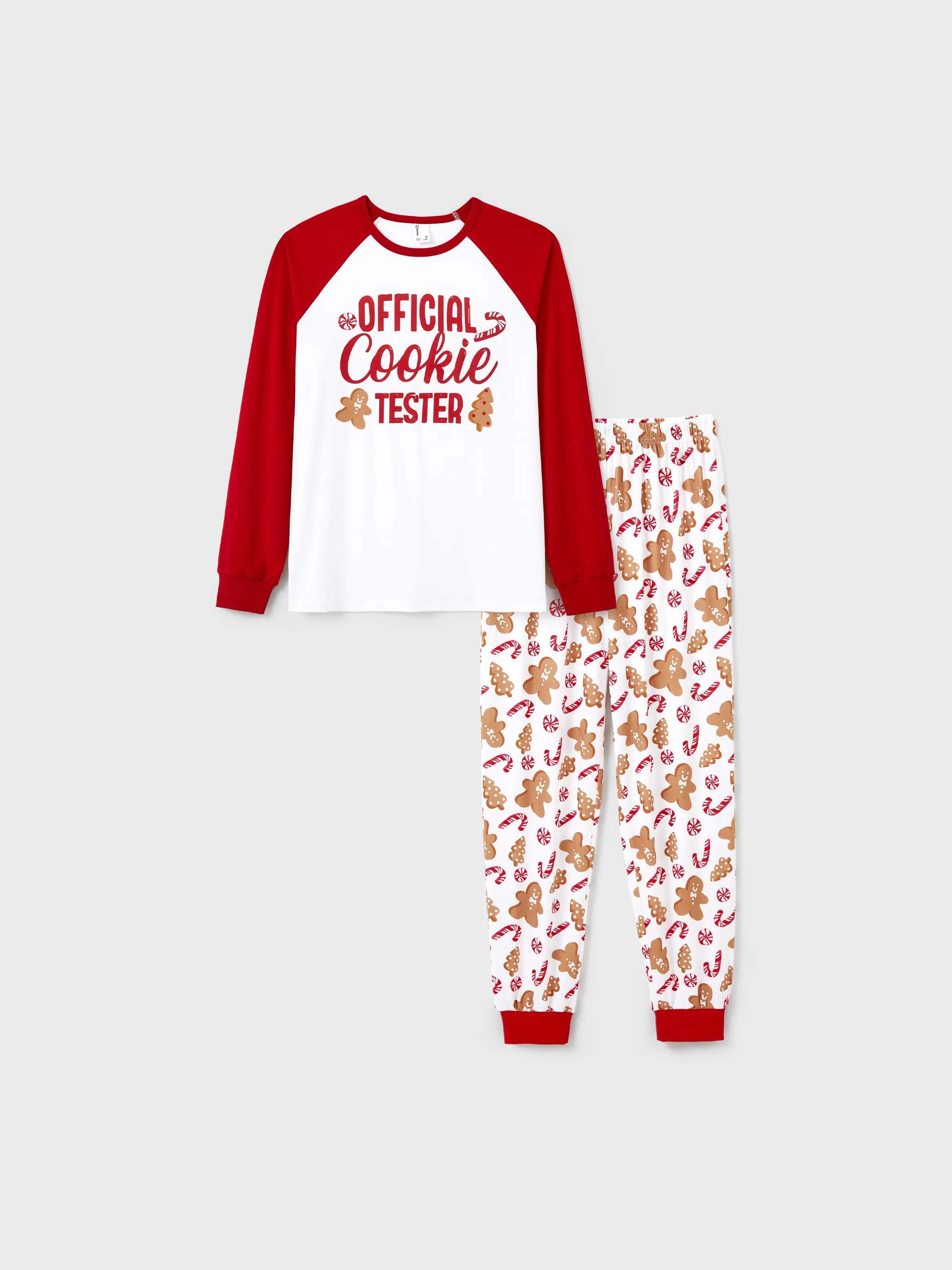 Christmas Matching Family Pajamas Set Gingerbread and Candy Cane Print PJS with Christmas Socks Red