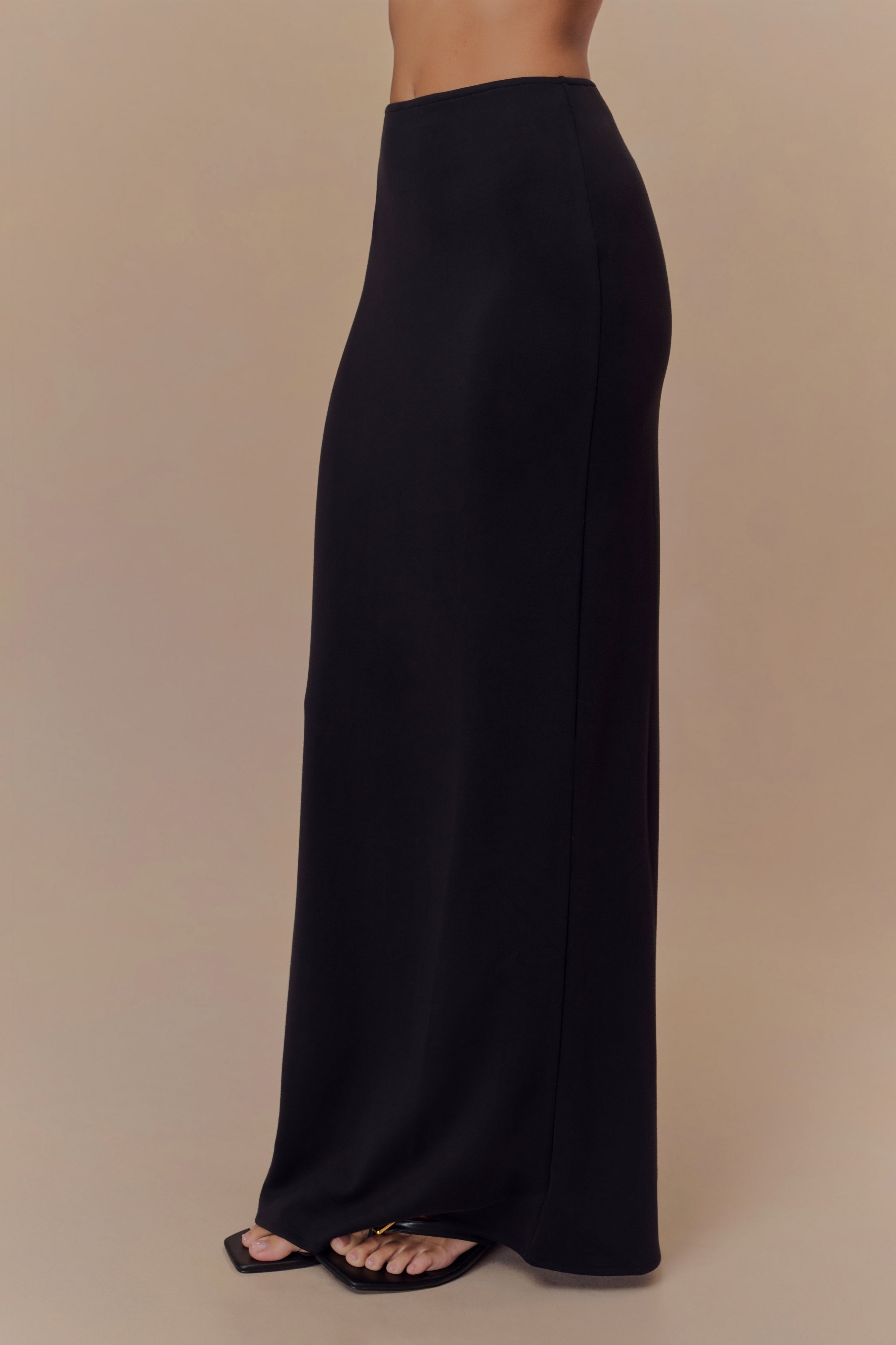 Black Scuba Jersey Maxi Skirt
