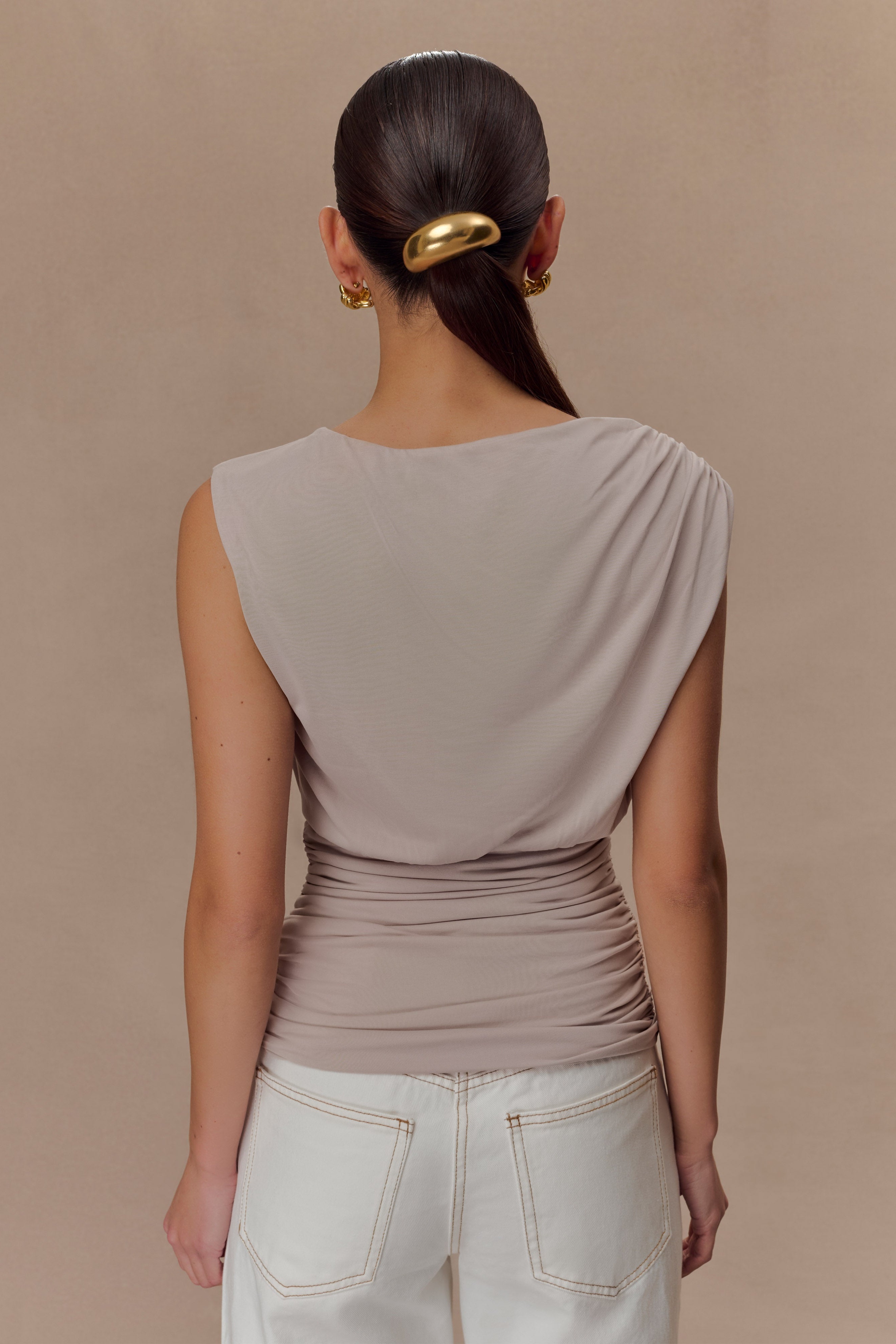 Taupe Short Sleeve Top